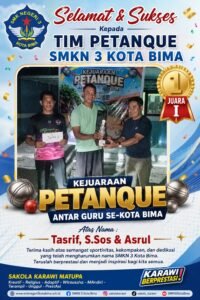 Tim SMKN 3 Kota Bima Ukir Prestasi, Raih Juara I Kejuaraan Petanque Antar Guru Se-Kota Bima